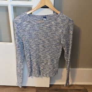 Old Navy Marled Blue and White Long Sleeve Top